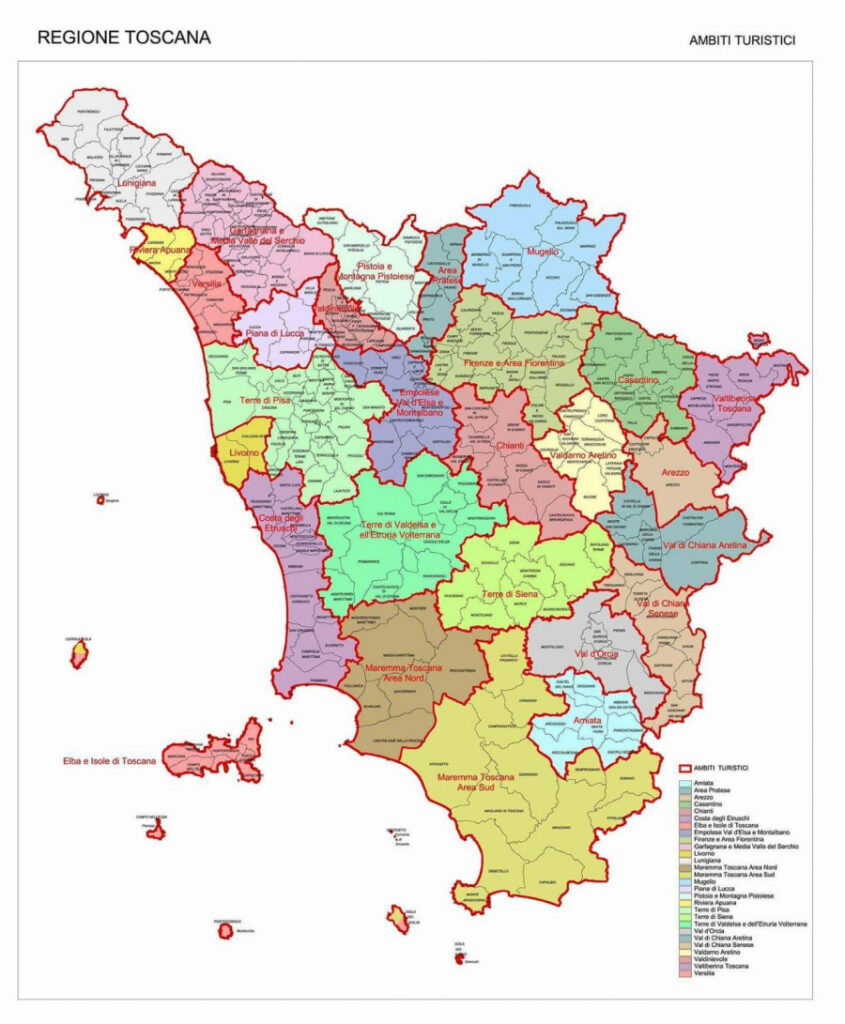Cartina Toscana suddivisa